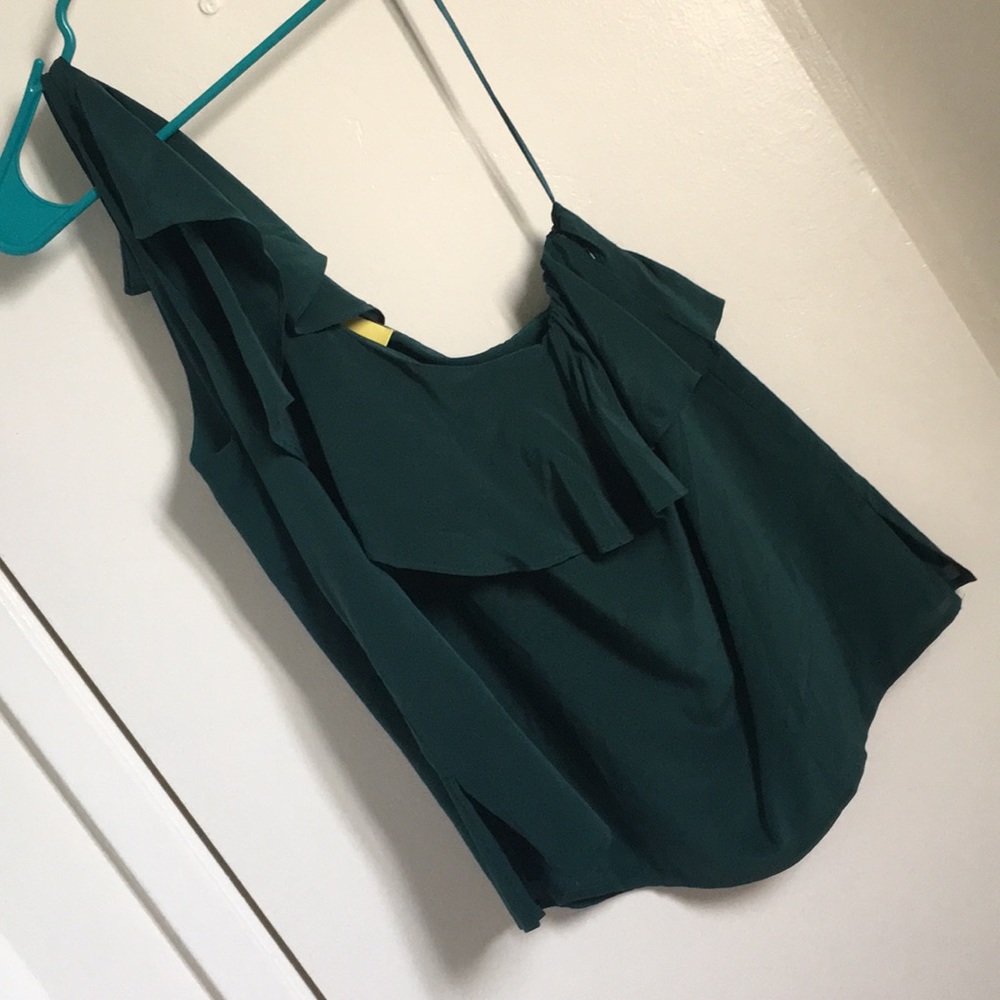 Anthropologie Maeve one shoulder 100% silk blouse